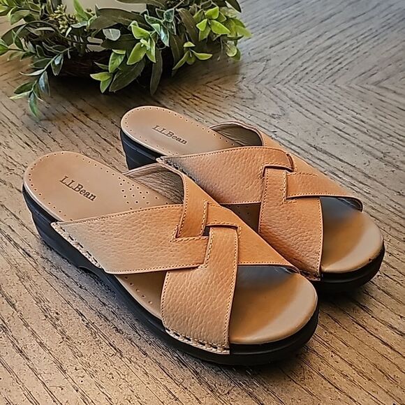 L.L. Bean tan leather sandals size 8 new condition - Picture 10 of 10